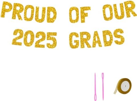 Meowoo 2025 Graduates Gold Glitter Banner