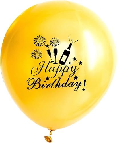 Happy Birthday Balloons Latex Black Gold Decorations