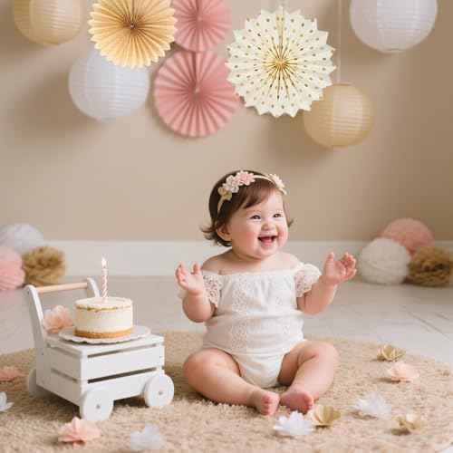 Champagne Gold Beige Birthday Decor Set