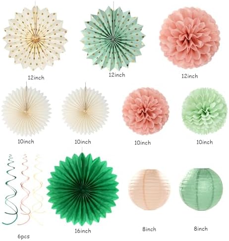 Sage Olive Green Pink Beige Boho Decorations 33pcs