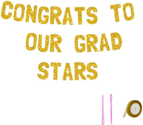 Meowoo Graduation Party Decor Banner with Gold Glitter