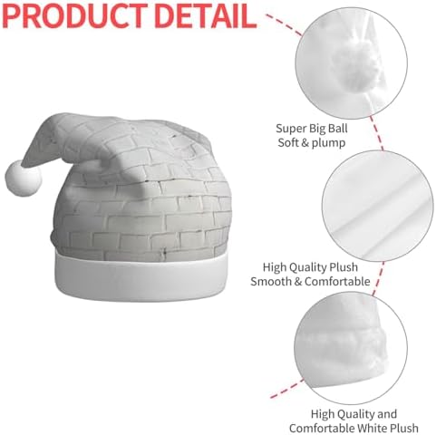 QINZHENG Old White Brick Wall Santa Hat for Women