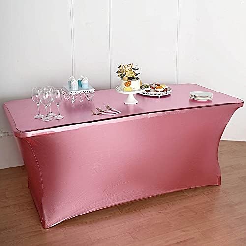 BalsaCircle 6 Feet Rose Gold Fitted Spandex Tablecloth
