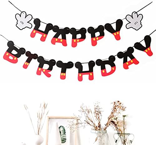 Morndew Cartoon Mouse Birthday Banner Set
