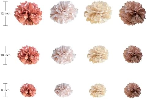 ZOOYOO Rose Gold Tissue Paper Pom Poms Set 12PCS