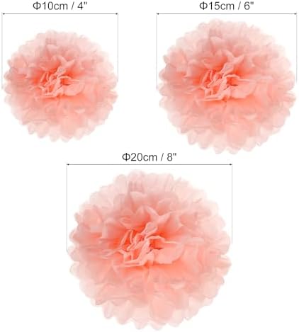 PATIKIL 468 Tissue Pom Poms Flowers 12 Pack Light Orange