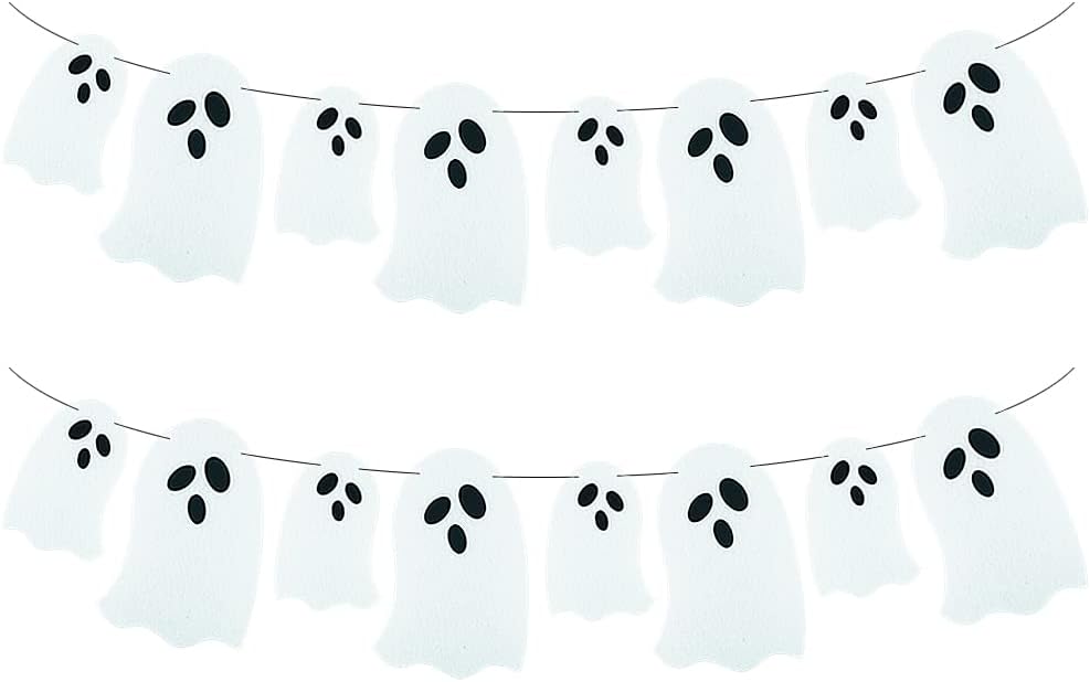 2 Pack White Felt Ghost Garland Halloween Decor