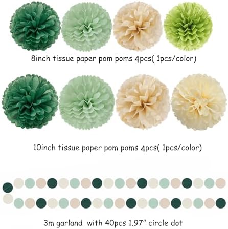 Sage Olive Green Champagne Gold Party Decorations 30pcs
