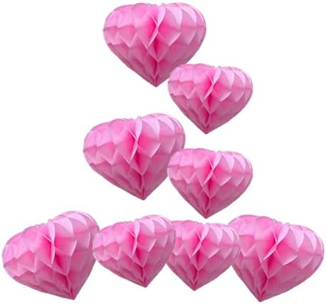 Heart Shaped Honeycomb Party Decorations 8 Pieces Pink