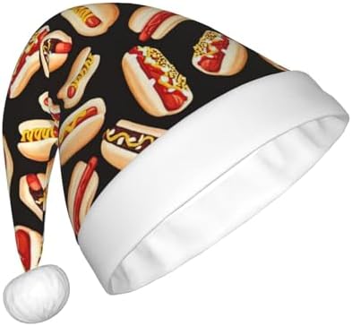 QinZheng Personalized Santa Hat with Fun Food Hot Dogs Print