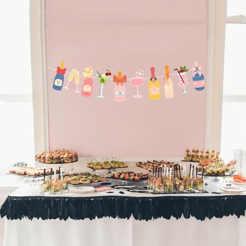 Champagne Bottles Glasses Decor Banner for 21st Birthday Celebration