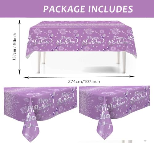 Purple Birthday Decorations Party Tableware Set 81Pcs