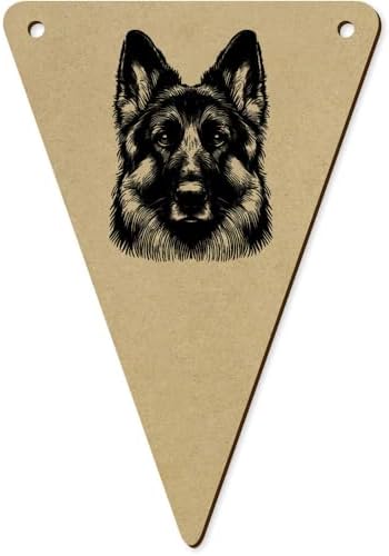 Azeeda 5pcs German Shepherd Dog Wooden Bunting Flags