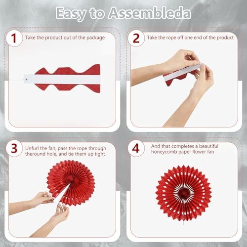 20 Pcs Silver Grey Hanging Paper Fans for Events