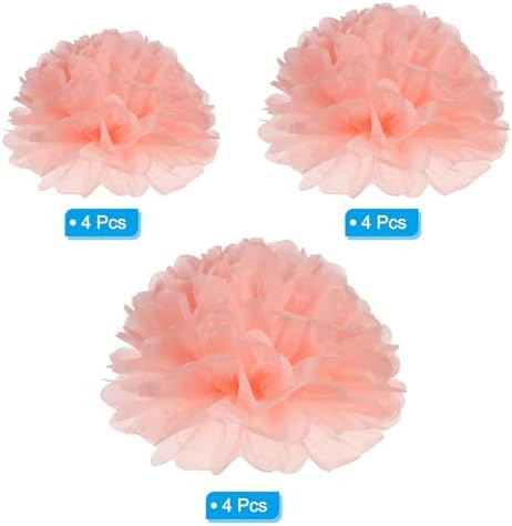 PATIKIL 468 Tissue Pom Poms Flowers 12 Pack Light Orange