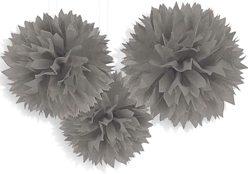 Elegant Silver Fluffy Hanging Decorations 16 3 Pack