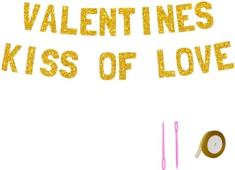 Meowoo Fun Valentines Day Decors Gold Banner 77 Inch