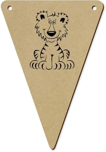 5 Piece 140mm Cartoon Tiger Wooden Bunting Flags
