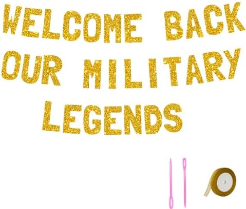Meowoo Patriotic Welcome Banner with Gold Glitter Letters