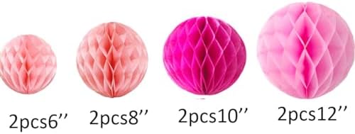 8pc Pink Honeycomb Balls Party Decorations Set