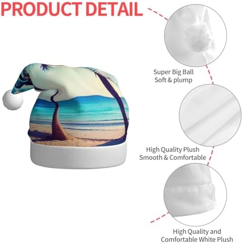 QINZHENG Beach Palm Trees Santa Hat Christmas Gift for Women