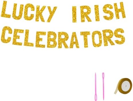 Meowoo Lucky Irish Party Banner Glittery Gold 77 Inch Bold Letters