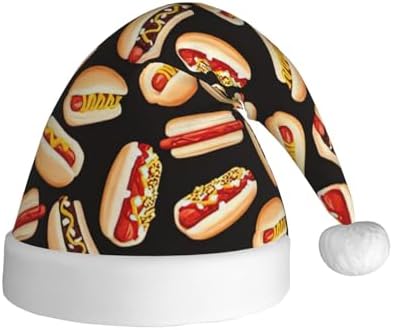 QinZheng Personalized Santa Hat with Fun Food Hot Dogs Print