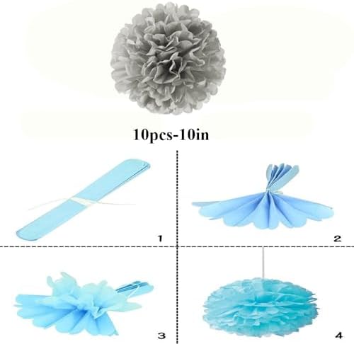 Ylys Love 10pcs Grey Pom Pom Hanging Decor