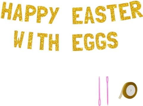 Meowoo Glittery Easter Banner with Bold 77 Inch Letters