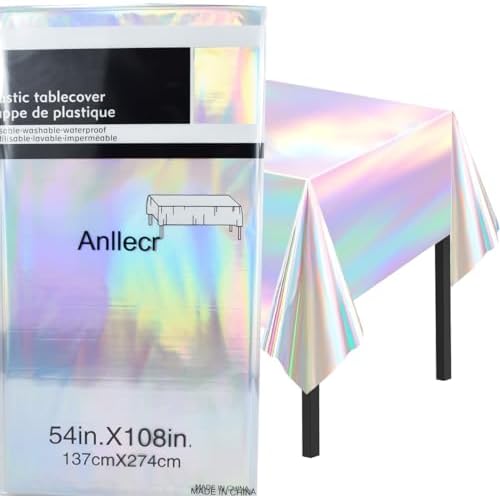 Anllecr 3 Pack Holographic Tablecloths for Parties