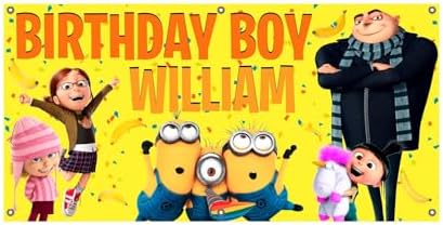 Personalized Birthday Banner Yellow Blue Fun Theme 24x48