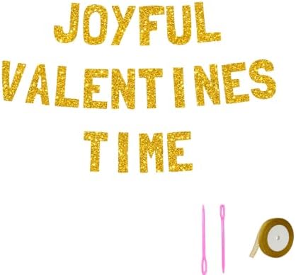 Meowoo Fun Valentines Day Decorations Sparkle Gold Banner