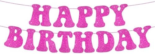 Glitter Hot Pink Birthday Banner for Girls Party
