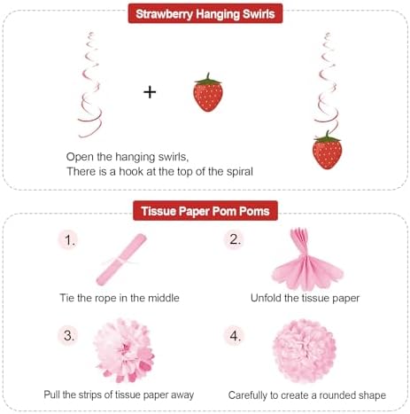 Lasocy Strawberry Party Decor Set for Girls