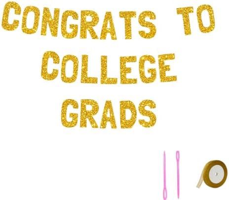 Meowoo Graduation Banner with Gold Glitter 77 Inch Letters