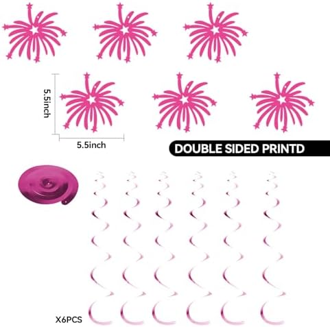 GOGOBAY Hot Pink Birthday Decorations 7PCS Set
