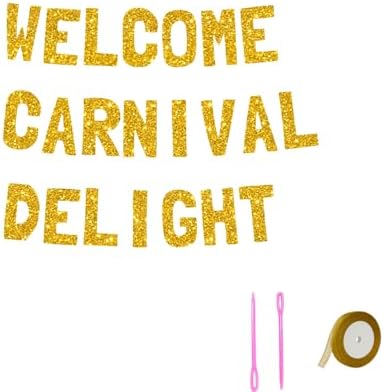 Meowoo Sparkling Gold Glitter Banner for Carnival Decorations