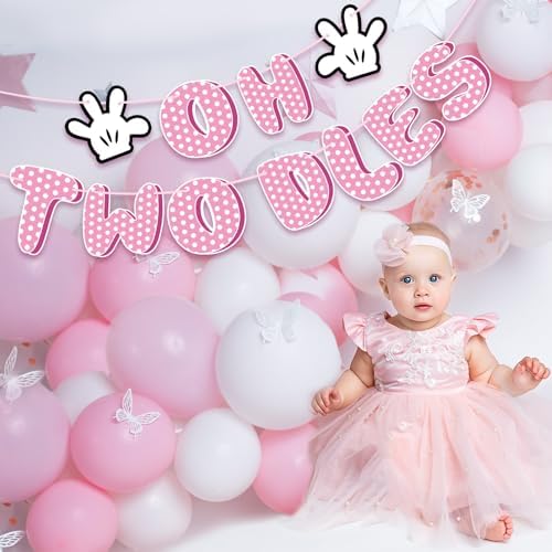 Pink Mouse Oh Twodles Birthday Banner Decorations
