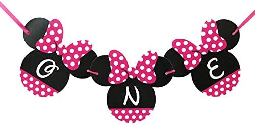 Minnie Mouse First Birthday Banner 8x8 Inches