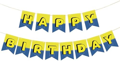 Cartoon Happy Birthday Banner with Fishtail Design