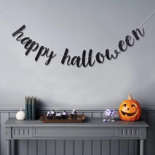 Happy Halloween Black Banner - Party Decoration