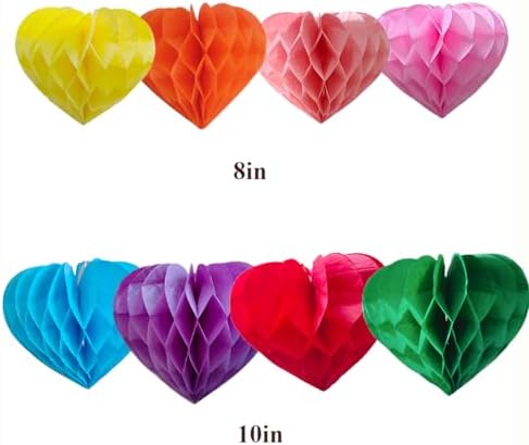 Heart Shaped Honeycomb Balls Party Decorations 8 Piece