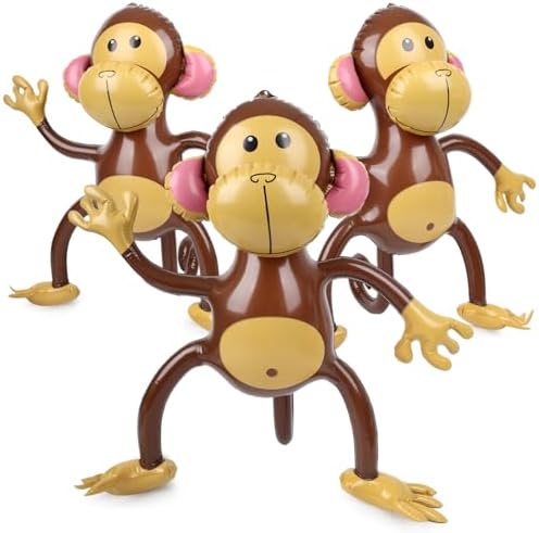 FUTUREPLUSX 3PCS Inflatable Monkeys Birthday Decorations