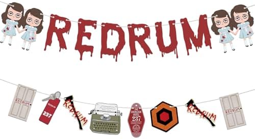 HOMEZZO Halloween Horror Banner Redrum Party Sign