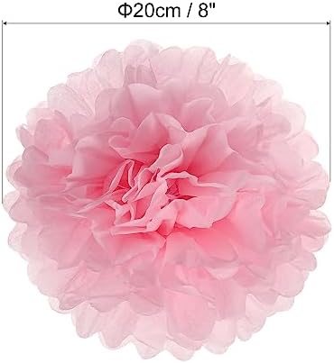 PATIKIL 8 Inch Light Pink Tissue Pom Poms Flowers 5 Pack