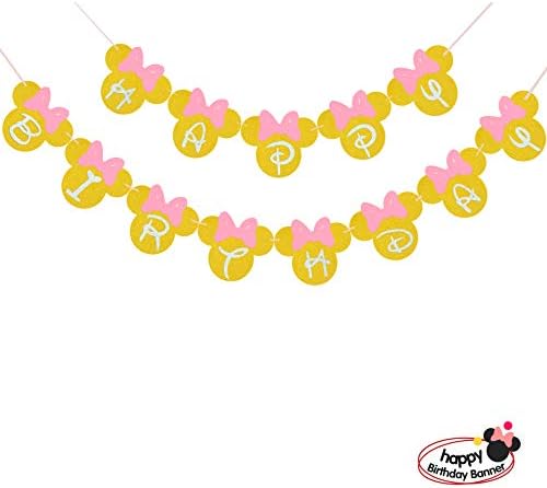 Minnie Themed Happy Birthday Glitter Banner
