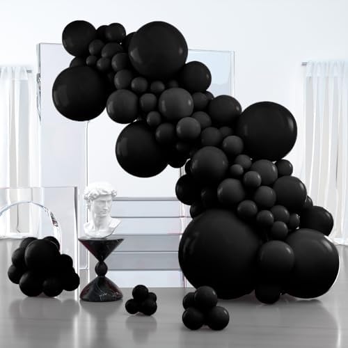 PartyWoo Matte Black Latex Balloons 127 Pcs