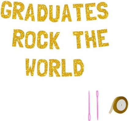 Meowoo Graduation Decor Gold Glitter Banner