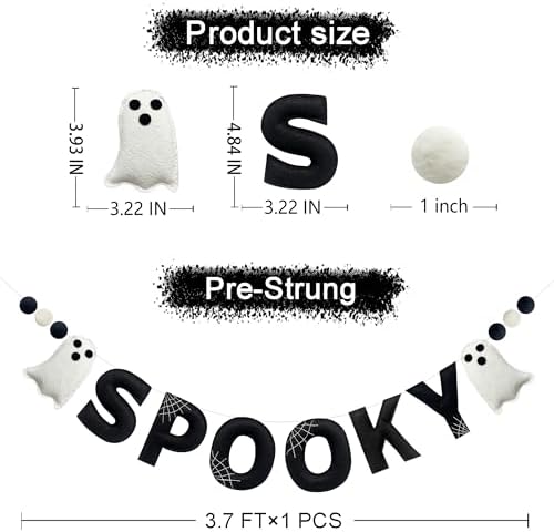 Halloween Decor Pre-Strung Felt Spooky Banner Garland