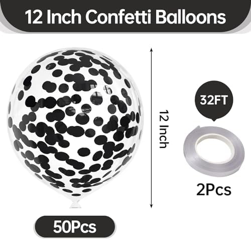 50pcs Black Foil Confetti Balloons for Party Decor